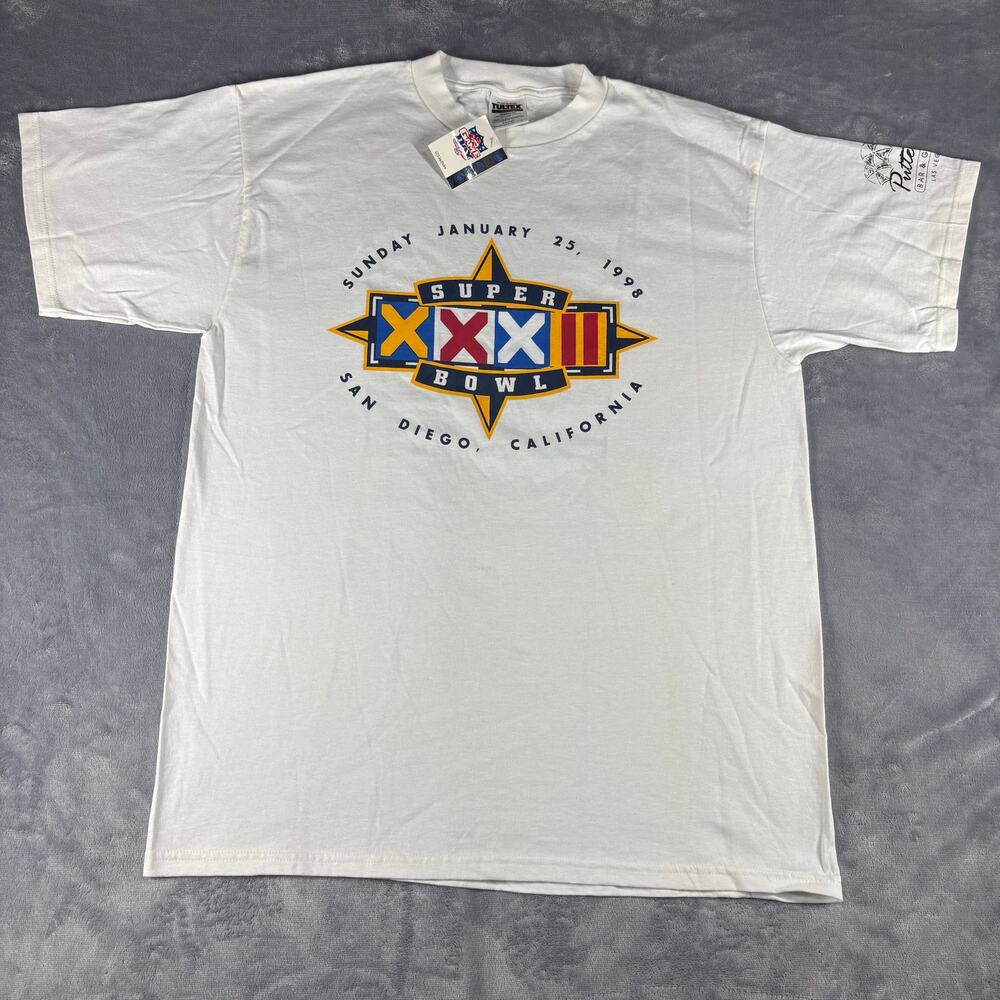 Vintage White 1998 Super Bowl XXXII San Diego‎ Graphic T-Shirt XL NWT